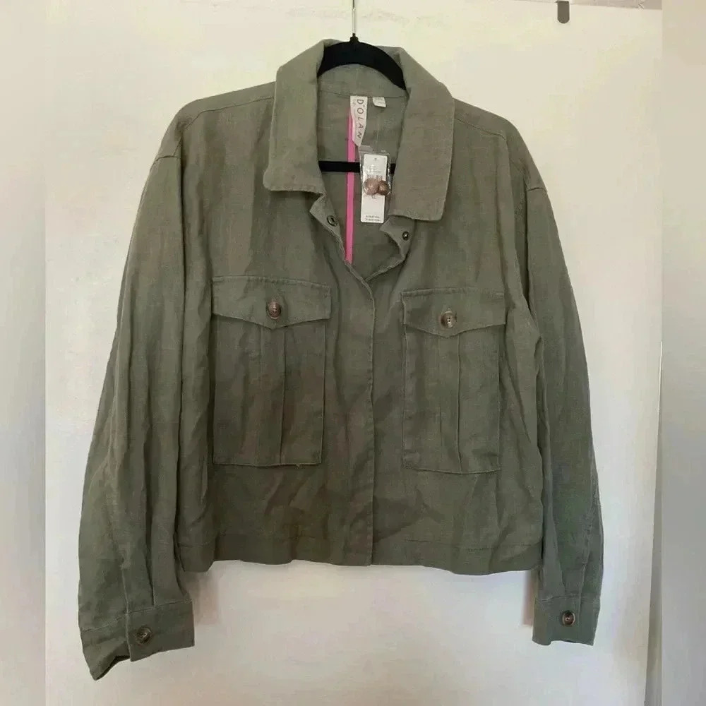 NWT Dolan Olive Green Linen Jacket